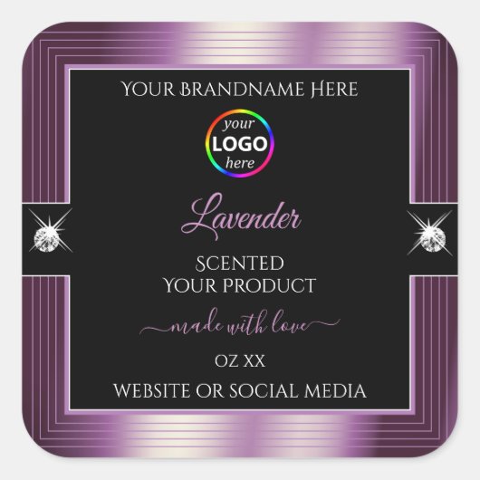 Luxe zwart glanzend Paarse met Logo Product Label (Voorkant)