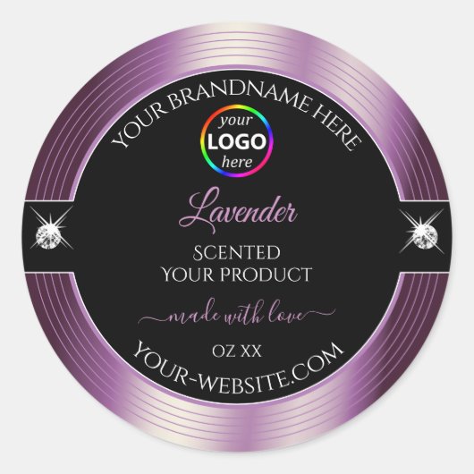 Luxe zwart glanzend Paarse met Logo Product Label (Voorkant)