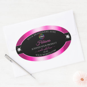 Luxe Zwart Glanzend Roze met Logo Product Label