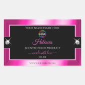 Luxe Zwart Glanzend Roze met Logo Product Label (Voorkant)
