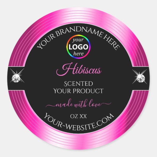 Luxe Zwart Glanzend Roze met Logo Product Label (Voorkant)