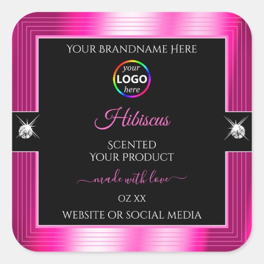 Luxe Zwart Glanzend Roze met Logo Product Label (Voorkant)