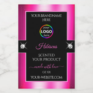 Luxe Zwart Glanzend Roze met Logo Product Label Voedselcontainer Etiket
