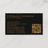 Luxe Zwart & Goud Aangepast Bedrijfslogo QR-code Visitekaartje (Achterkant)