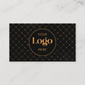 Luxe Zwart & Goud Aangepast Bedrijfslogo QR-code Visitekaartje (Voorkant)