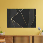 Luxe Zwart Goud Abstract Canvas Afdruk (Insitu (Woonkamer))