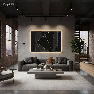 Luxe Zwart Goud Abstract Canvas Afdruk