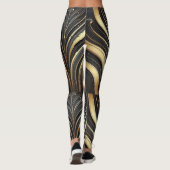Luxe Zwart & Goud Abstracte Leggings (Achterkant)