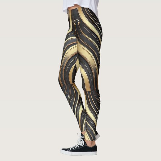 Luxe Zwart & Goud Abstracte Leggings (Links)