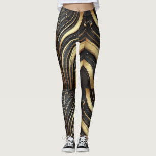 Luxe Zwart & Goud Abstracte Leggings