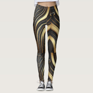 Luxe Zwart & Goud Abstracte Leggings