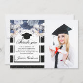 Luxe Zwart Goud Afstuderen Foto Dank u kaart (Voorkant)