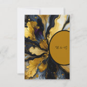 Luxe zwart goud agaat bruiloft RSVP kaartje (Achterkant)