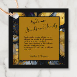 Luxe zwart goud agaat marmer bruiloft bedankjes labels