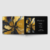 Luxe zwart goud agaat marmer bruiloft gastenboek (Volledig)