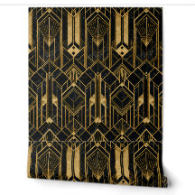Luxe zwart & goud Art Deco geometrisch patroon