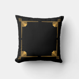 Luxe Zwart & Goud Art Deco Kussen – Elegante Geome