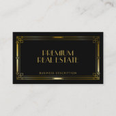 Luxe Zwart & Goud Art Deco Lijst Visitekaartje (Voorkant)