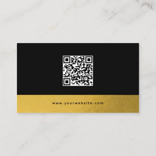 Luxe Zwart Goud Bedrijf Social Media & QR Code Visitekaartje (Achterkant)