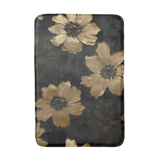 Luxe Zwart Goud Bloemen Home Decor Badmat (Voorkant Verticaal)