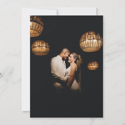 Luxe Zwart & Goud Bloemen minimale Elegante Foto Kaart (Achterkant)