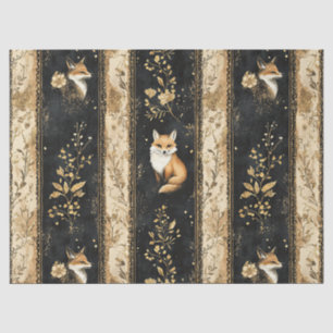 Luxe zwart & goud botanisch vospatroon tissuepapier