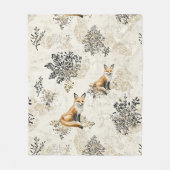 Luxe Zwart & Goud Botanische Vos Kunst Fleece Deken (Voorkant)