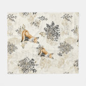 Luxe Zwart & Goud Botanische Vos Kunst Fleece Deken (Voorkant (Horizontaal))