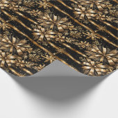 Luxe Zwart Goud Bow Sneeuwvlokken Kerstmis Cadeaupapier (Hoek)