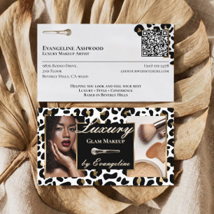 Luxe Zwart Goud Cheetah Luipaard Print Make-up Visitekaartje