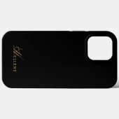 Luxe Zwart & Goud Chique Script Monogram Case-Mate iPhone Case (Achterkant (horizontaal))
