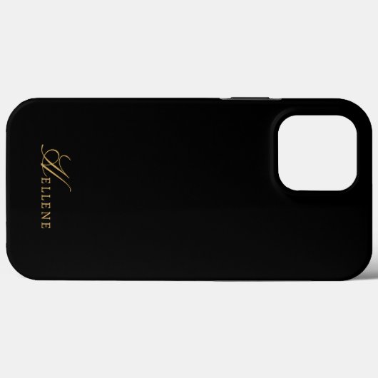 Luxe Zwart & Goud Chique Script Monogram Case-Mate iPhone Case (Achterkant (horizontaal))