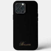 Luxe Zwart & Goud Chique Script Monogram Case-Mate iPhone Case (Achterkant)