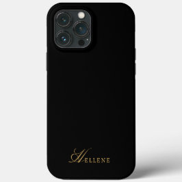 Luxe Zwart & Goud Chique Script Monogram Case-Mate iPhone Case