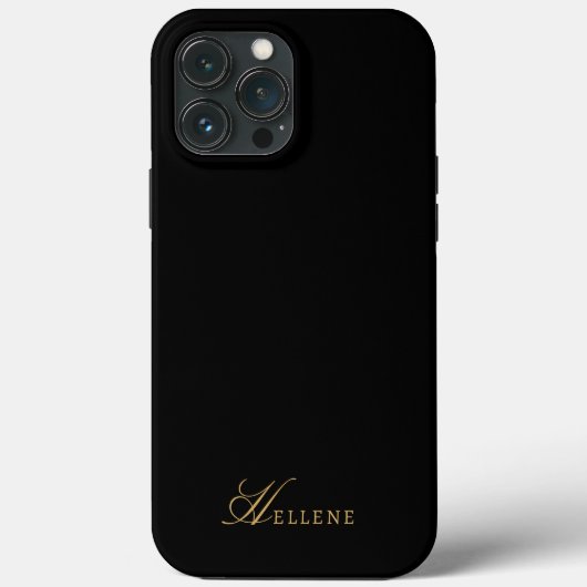 Luxe Zwart & Goud Chique Script Monogram Case-Mate iPhone Case (Achterkant)