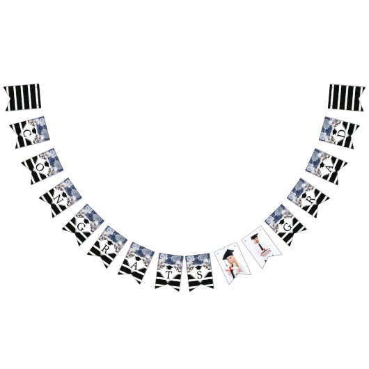 Luxe Zwart Goud Congrats Afstudeerder Foto Vlaggetjes (Alle)