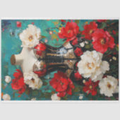 Luxe Zwart Goud Corset Mannequin Rood Bloemen Tissuepapier (Voorkant)