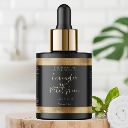 Luxe Zwart & Goud Cosmetica Fles Label