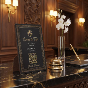 Luxe Zwart Goud Damast Wifi Wachtwoord Fotoplaat