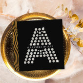 Luxe Zwart Goud Diamant Initiaal Monogram QR Code Vierkante Visitekaartje