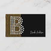 Luxe Zwart Goud Diamant Social Media Monogram Visitekaartje (Voorkant)