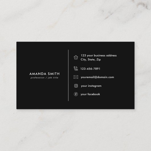 Luxe Zwart Goud Diamant Social Media Monogram Visitekaartje (Achterkant)