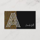 Luxe Zwart Goud Diamant Social Media Monogram Visitekaartje (Voorkant)