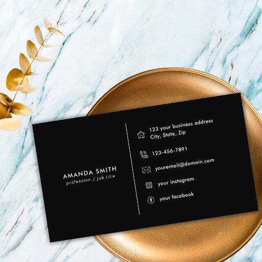 Luxe Zwart Goud Diamant Social Media Monogram Visitekaartje
