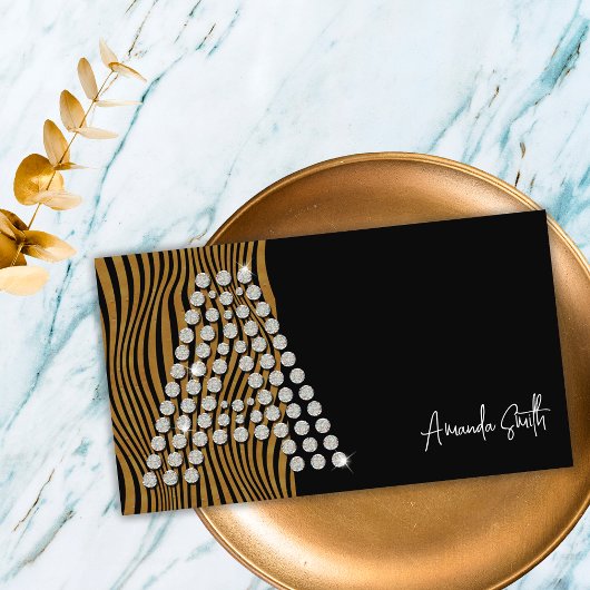 Luxe Zwart Goud Diamant Social Media Monogram Visitekaartje