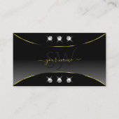 Luxe zwart goud  diamanten en monogram visitekaartje (Voorkant)