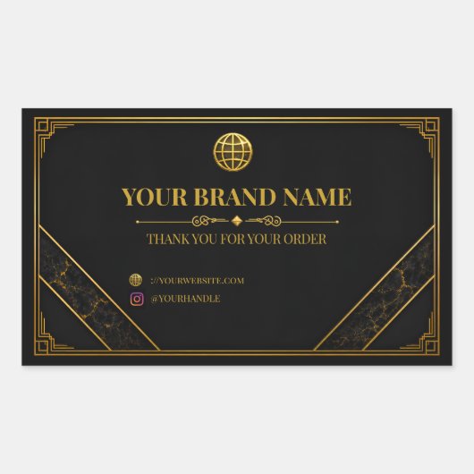 Luxe Zwart Goud Doos Zegel Sticker (Voorkant)