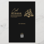 Luxe Zwart & Goud Eid Mubarak Chocoladereep Verpak Flyer (Voorkant)