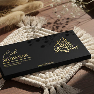 Luxe Zwart & Goud Eid Mubarak Chocoladereep Verpak Flyer