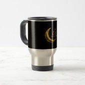 Luxe Zwart & Goud Eid Mubarak – Elegant Reisbeker (Voorkant links)